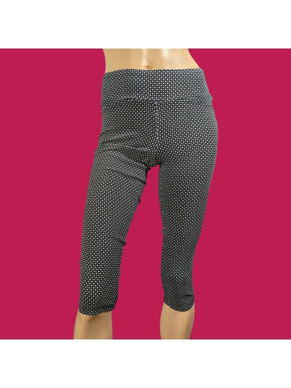 Y2K Tag Black Polka Dot Capri Pants Size 1 Fitted Stretchy Skinny Pull On 2000s